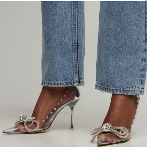 Mach Mach Double Bow PVC Clear Pumps Heels - Picture 7 of 10